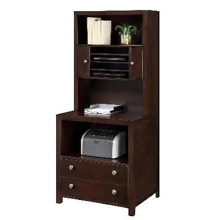 Contemporary File Cabinet with 5 Shelf Hutch